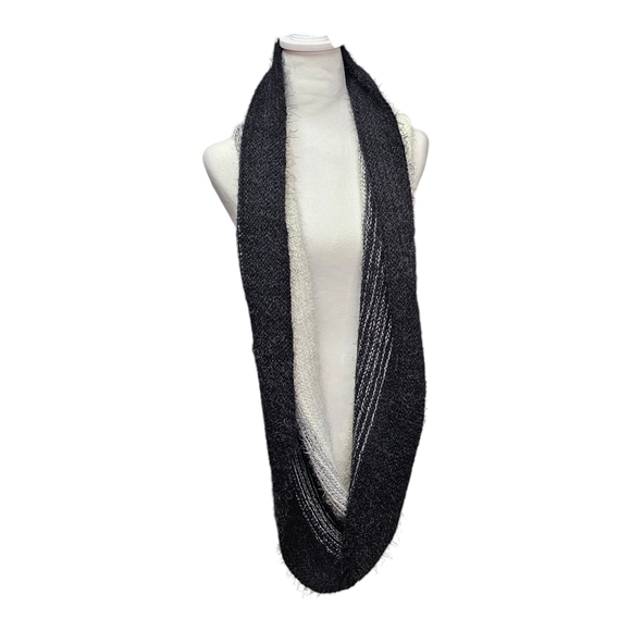 Calvin Klein Woman's Eyelash Infinity Scarf Black White - Picture 2 of 6
